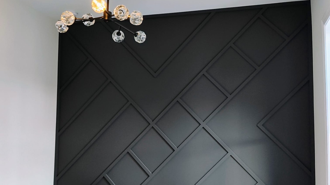 Black geometric trim accent wall