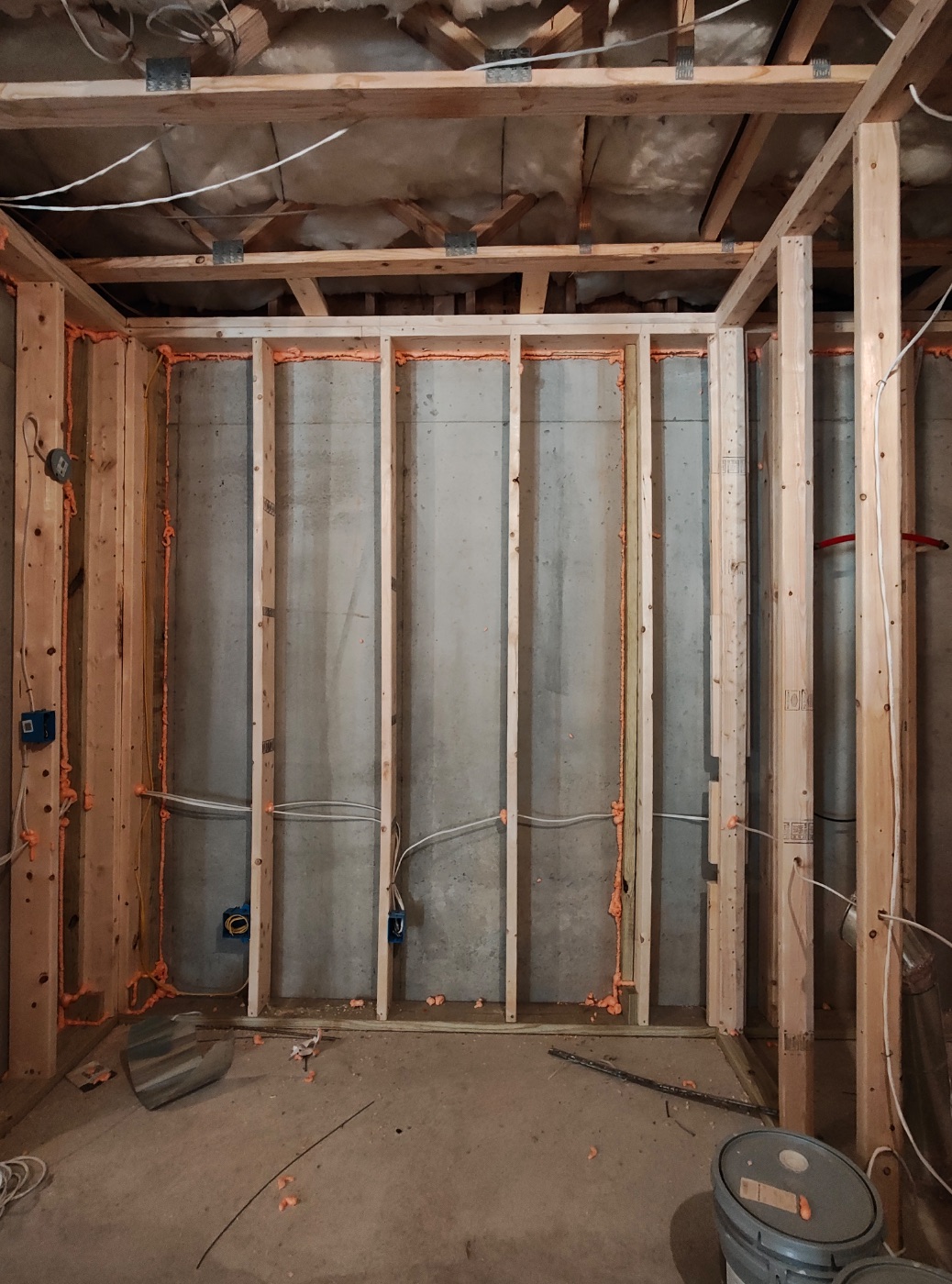 Top plate sealed where the wall meets concrete