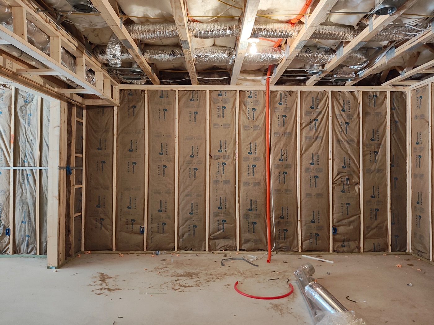 Soffits and partitions batted so rooms stay quiet