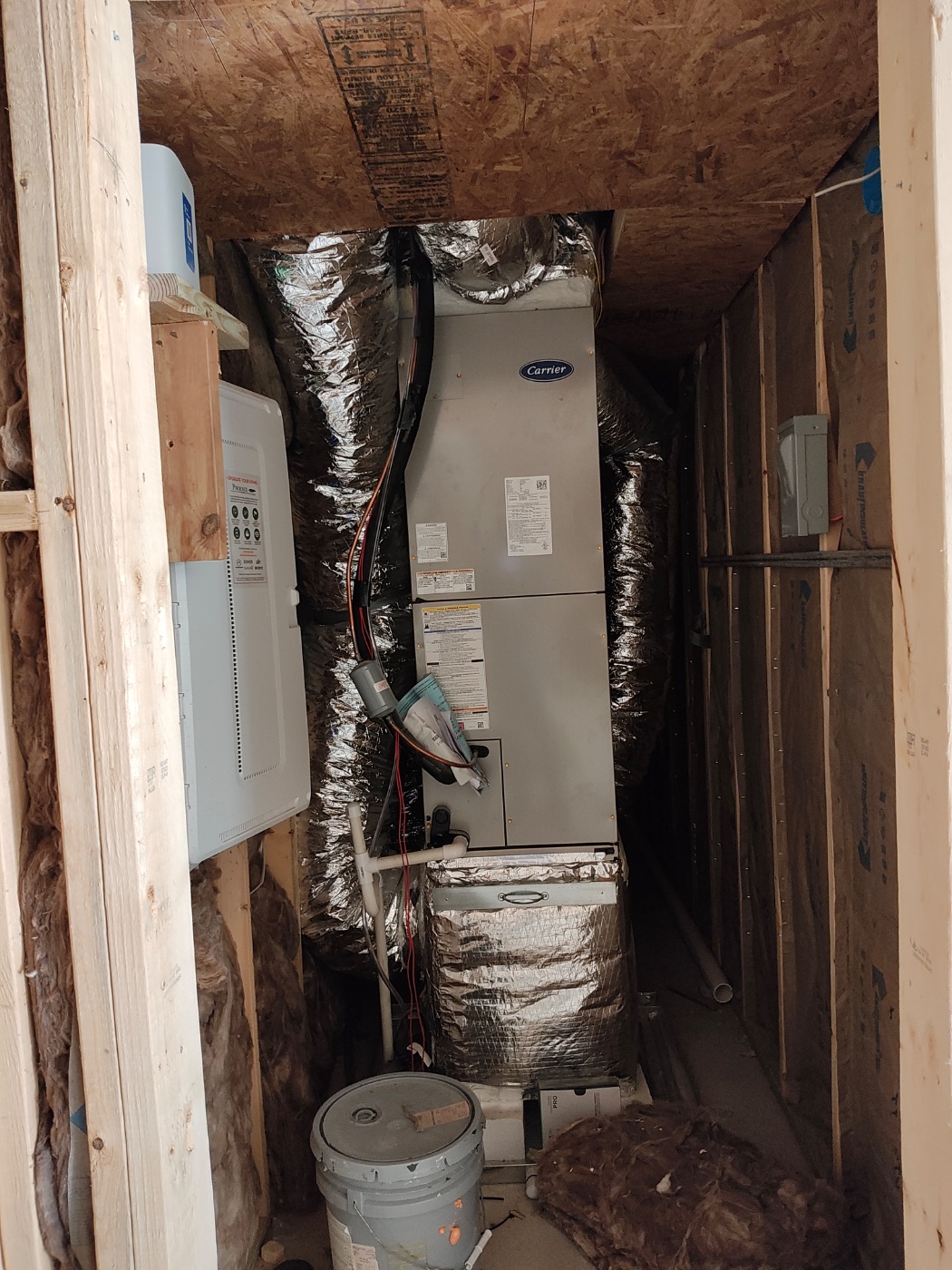 Mechanical space sealed and wrapped so conditioned air stays conditioned