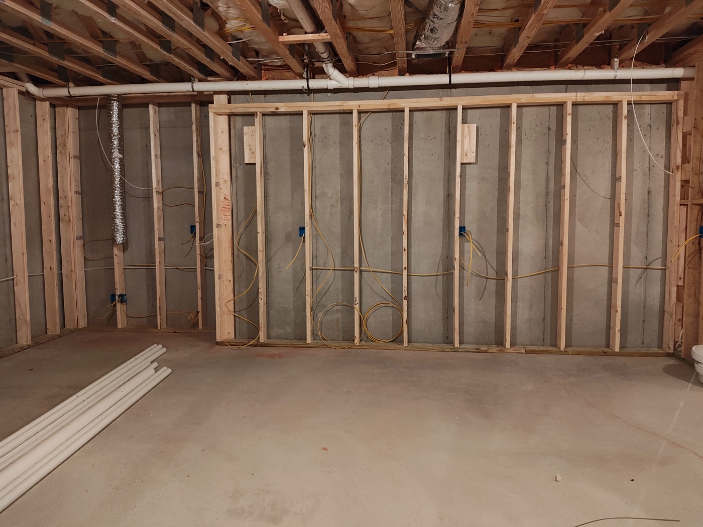 Bath rough-in: drain, vent, supply stubs