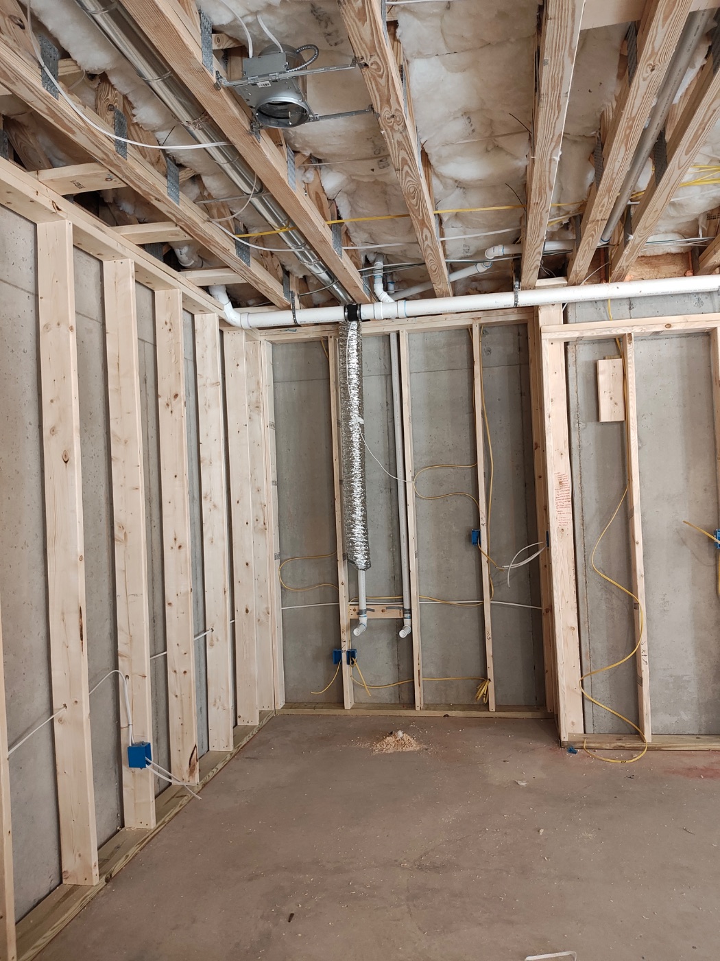 Boxes on the layout line, cable secured